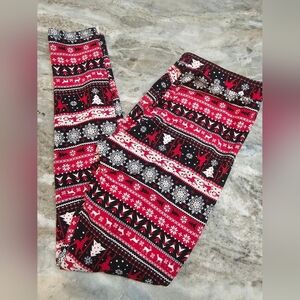 ShoSho Christmas Leggings Women’s S/M Red Black Holiday Reindeer Snowflake Stret